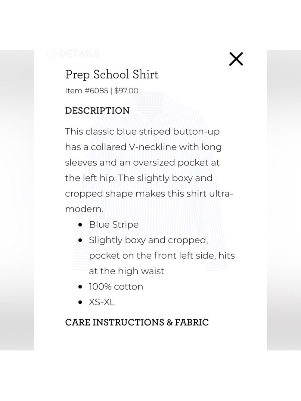 CAbi 6085 Prep School Shirt Boxy Stripe Button Down - Picture 3 of 7